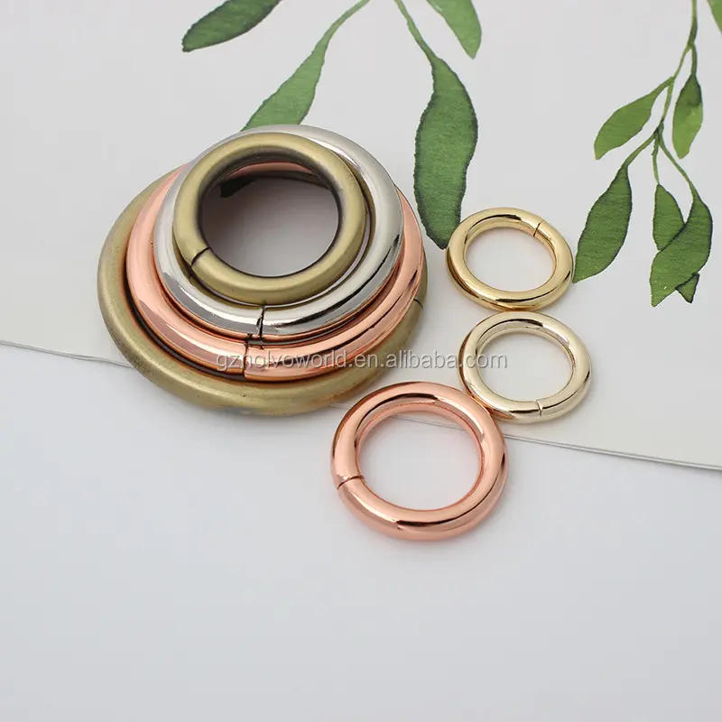 Accessori per borse o-ring in metallo fibbia Logo personalizzato solido senza o-ring saldato o-ring rotondi in metallo dorato Hardware per borse