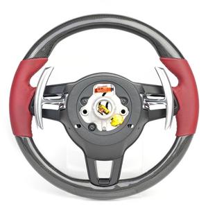 Volant Porsche Rouge Bordeaux Carmine <span class=keywords><strong>Grand</strong></span> <span class=keywords><strong>Cru</strong></span> Exclusif à Fond Plat Amélioration de la Prise en Main Remplacement pour la Plupart des Modèles - Product Image 2