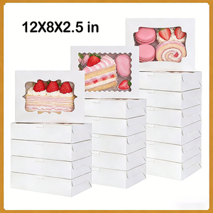 Cajas para Pasteles con Ventana al por Mayor, Cajas Desechables para Regalo de Macarons, 12*8*2.5 Pulgadas, Embalaje de Grado Alimenticio para Repostería Casera, Cafeterías y Postres - Product Image 2