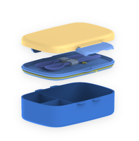 Boîte à lunch Tiffin Bento à 3 compartiments pour enfants en plastique de qualité alimentaire étanche à l'air avec couvercle en plastique