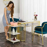 Chariot de salon de maquillage beauté nouveau design Chariot de salon de manucure à 3 niveaux Chariot de beauté en or avec roues verrouillables