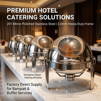 Ensemble de réchauds de luxe professionnels en acier inoxydable argenté pour buffet, idéal pour les services de restauration hôtelière