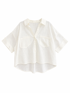 <b>Comfy</b> Textured Women's Button-Up with Chest Pockets for Office - Product Image 4