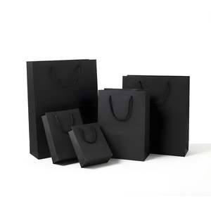 Factory Wholesale Custom Size 200gsm Kraft <b>Paper</b> Eco-Friendly Recyclable Black Card Stock Lamination Logo Packaging <b>Bags</b> - Product Image 1