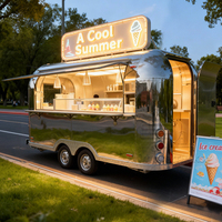 Camion de restauration vintage personnalisé pour smoothies, glaces et granités, avec réfrigérateur