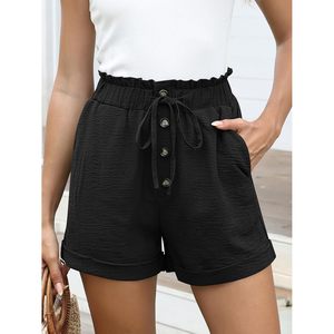FOXA Womens Shorts High Waisted Elastic Drawstring Cotton Breathable Summer Casual Beach Vacation Clothes - Product Image 5