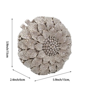 Sac de soirée élégant pour femme avec fleurs et strass, pochette tournesol, sac à main tendance pour cocktail et soirée dansante - Product Image 3