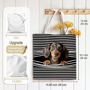 Bolsa de Mano de Lona con Estampado de Perro Vintage, Gran Capacidad, Ecológica, Reutilizable, para Mujeres, Regalo para Amantes de Mascotas - Product Image 3