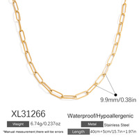 SUMMLY Collier Chaîne Classique Plaqué Or 18K en Acier Inoxydable, Chaîne Simple et Minimaliste, Chaîne de Clavicule de Luxe