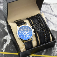 5 Pcs/set Jam Tangan Pria dengan Kotak Set, Jam Tangan Sport Pria, Hadiah Jam Tangan Kulit Klasik, Jam Tangan Quartz Bisnis