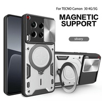 Étui de protection de qualité militaire pour Tecno Camon 40 30 Pro 4G 5G avec protection d'objectif, béquille magnétique et support de fixation voiture, noir