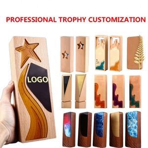 Madera maciza de alta gama personalizada, trofeos de cristal para hacer recuerdos de premios, medallas de madera de lujo de honor/ - Product Image 6