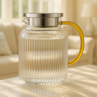 Théière en verre borosilicate résistant à la chaleur, théière à infusion froide transparente avec filtre en acier inoxydable
