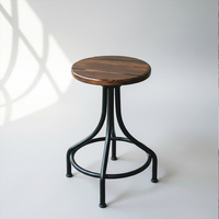 Tabouret de bar industriel sans dossier, assise en bois massif, structure métallique, hauteur de comptoir, pour îlot de cuisine, café, salon, entièrement soudé en usine