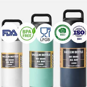 Bouteille d'eau personnalisée avec logo, double paroi, 18 oz, 26 oz, 36 oz, isolée sous vide, sport, large ouverture, en acier inoxydable - Product Image 1