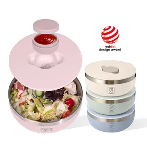 2024 Maison Cuisine Double Paroi Isolé 304 En Acier Inoxydable Fruits Salade Bol Avec Couvercle