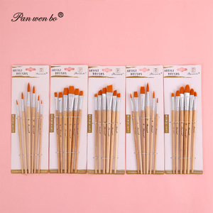Panwenbo 6Pcs Nghệ Sĩ Sơn Bàn Chải Thiết Lập Hình Dạng Khác Nhau Vòng Và Phẳng Nylon Bàn Chải Cho Acrylic Dầu Màu Nước Gỗ Xử Lý - Product Image 2
