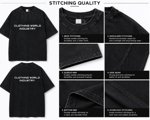 Camiseta Negra Oversize con Lavado Ácido, Estampado de Logotipo Personalizado, Unisex, Premium, 100% Algodón, Ecológica, de Secado Rápido, Estilo Urbano - Product Image 6