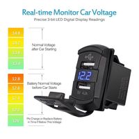Prise de chargeur USB double 4,2A de type interrupteur à bascule avec voltmètre pour camping-car, remorque, fourgonnette, voiture, bateau, voiturette de golf