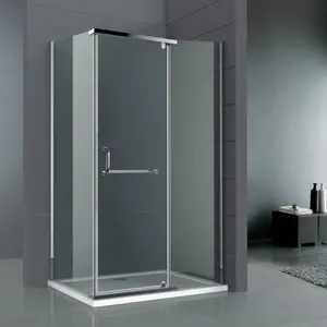 一体站立淋浴门全新转角设计矩形哑光黑色框架淋浴柜