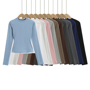 Camiseta Corta Elástica y Ajustada para <span class=keywords><strong>Mujer</strong></span> RUICHI, Camiseta Básica Sexy de <span class=keywords><strong>Manga</strong></span> Larga para Combinar con Todo - Product Image 1