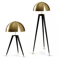 Lampe de sol/de table en fer de luxe légère de style designer, forme de champignon trigéminal, pour salon, chevet, villa, salle d'exposition d'art, lumière LED chaude