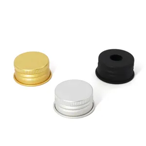 Tapas de Rosca de Aluminio para Botellas, Tapones Metálicos de 13mm, 15mm, 18mm, 20mm, 22mm, 25mm, 28mm, Color Negro, Dorado y Plateado