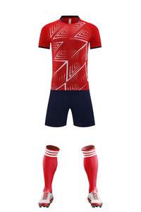 Uniforme de Fútbol Personalizado Sublimado de Manga Corta Azul/Blanco, Sensación Superior, 100% Poliéster, Ropa de Entrenamiento, Camiseta de Fútbol - Product Image 2