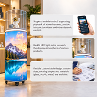 Vitrine de présentation pour produits de soin de la peau avec écran numérique 4 faces lumineux et vitrine en verre éclairée pour les magasins de beauté