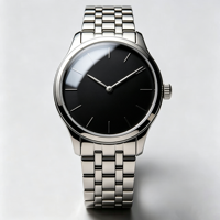 Montre mécanique haut de gamme ultra-fine pour homme, design de créateur, qualité supérieure, cadran noir, acier inoxydable, pour homme
