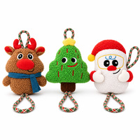 Jouet de Noël pour chien en peluche tricotée, couineur, avec corde à tirer, renne, bonhomme de neige, sapin, interactif, cadeau de Noël pour chiens de petite et moyenne taille