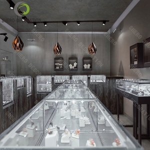 การออกแบบตกแต่งภายในร้านขายเครื่องประดับคุณภาพสูง ดีไซน์เคาน์เตอร์โชว์รูมเครื่องประดับแบบเรียบง่าย ตู้โชว์เครื่องประดับทรงสูง - Product Image 6