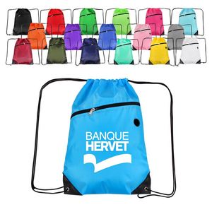 Promotional Custom Printing Logo Gym Draw <b>String</b> Backpack Sports Waterproof Nylon Polyester Drawstring <b>Bag</b> With Zipper - Product Image 2