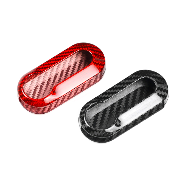 Shasha Carbon Fiber Real Fob Cover Key Case Cover Interior Accessories Decoration Protection for Fiat Abarth 500