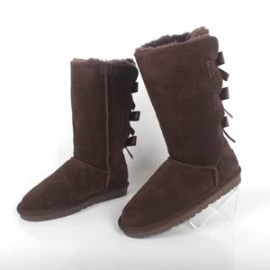 Sepatu Bot Salju Wanita Musim Dingin Berbahan Kulit Domba dengan Pita dan Bulu, Murah, Terkenal, Grosir, Fashion - Product Image 5