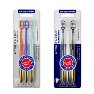 Dr.Baek Toothbrush 3-Pack Soft Bristle Gold Handle Adult Manual Cleaning - Product Image 1