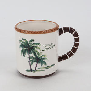 Piring keramik desain pohon palem kreatif, piring Salad mangkuk makanan penutup - Product Image 2