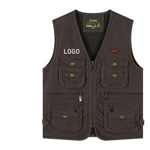 High Quality Windproof Breathable Summer Outer Wear Custom Logo Casual Sleeveless Cotton Multi Pocket <b>Utility</b> Cargo <b>Vest</b> Button - Product Image 1