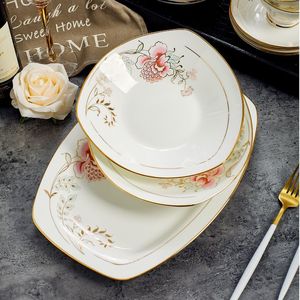 High-End Gold Applique Bone China Porcelain Dinnerware <b>Sets</b> Exquisite Tableware Home <b>Camping</b> Sustainable High Quality Utensils - Product Image 2