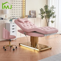 Lit de massage électrique moderne à 3 moteurs avec base LED, lit de beauté pour les cils, le visage, le salon de beauté