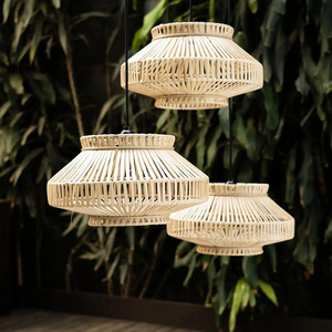 Lampe suspendue ronde en rotin moderne, ampoule LED E27, commande par interrupteur, luminaire pour salon, chambre à coucher, hall d'hôtel - Product Image 4