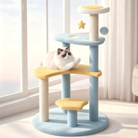 Arbre à chat multi-niveaux avec griffoir en sisal, jouet suspendu, plateforme en peluche douce et plateau en MDF pour chats d'intérieur