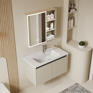 Modern smart <b>bathroom</b> cabinet wash basin cabinet ceramic integrated basin smart mirror cabinet defogger - Product Image 3