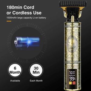 Professional Cordless Rechargeable Beard Trimmer Hair s LCD Display USB Stainless Steel Zero <b>Gapped</b> Cutting Grooming Kit - Product Image 2