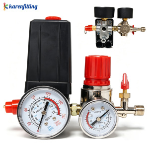 Conjunto de regulador de presión de aire de alta precisión, válvula de control de 4 vías de 90-120PSI para herramientas neumáticas y equipos de compresores de aire - Product Image 1