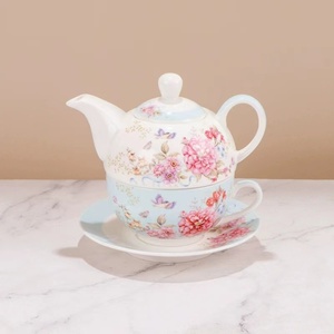Théière et tasse pour une personne, thé pour un ensemble café Sevring décalcomanie théière en céramique et ensemble <span class=keywords><strong>de</strong></span> tasses, service à thé tasse tasses à thé vintage - Product Image 6