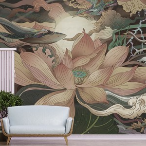 Dormitorio principal Lotus decorado <span class=keywords><strong>pared</strong></span> tela Tv Fondo tela Mural <span class=keywords><strong>papel</strong></span> tapiz sala de estudio <span class=keywords><strong>papel</strong></span> de <span class=keywords><strong>pared</strong></span> especial para habitación de niños - Product Image 2