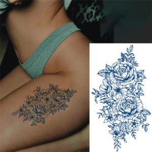 Tatuaje Temporal Ecológico Azul Oscuro con Transferencia de Agua, Diseño Sexy a Base de Plantas con Genipina y Jugo de Jagua, Resistente al Agua, Semipermanente - Product Image 1