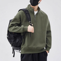 2025 printemps automne hommes demi-fermeture éclair sweat à la mode marque pull col montant couleur unie coupe ample T-Shirt impression numérique