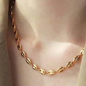 Kalung Fashion Berlapis Emas 18K Terbaru, Perhiasan Rantai 2021 untuk Biji Kopi Bentuk Hidung Babi